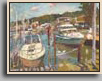 MONROE MARINA WITH TWO BOATS 2007 oil/cardboard 11" x 14"